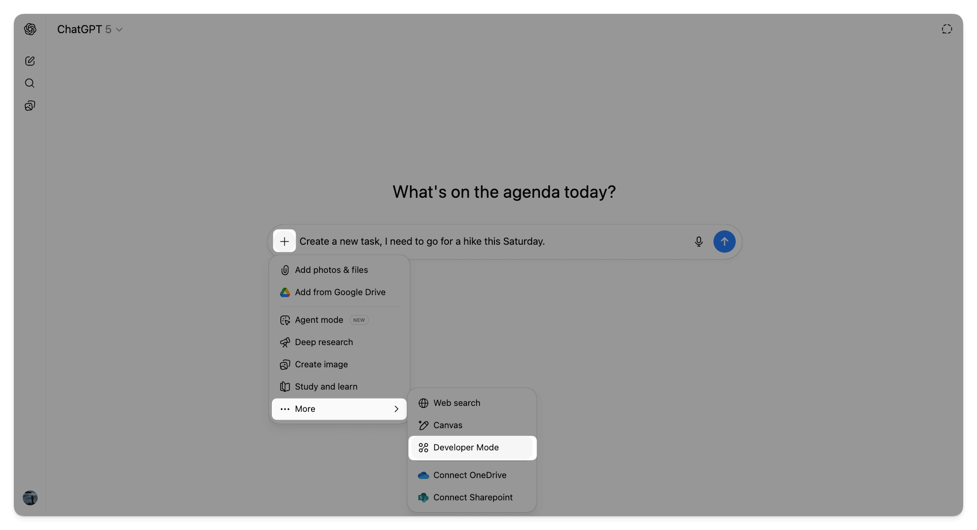 Enable Developer Mode for the chat