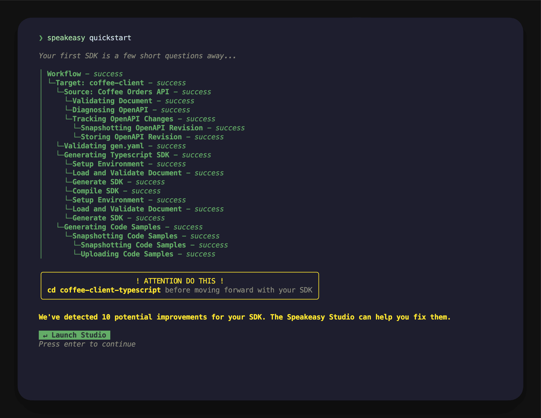 Speakeasy SDK generation