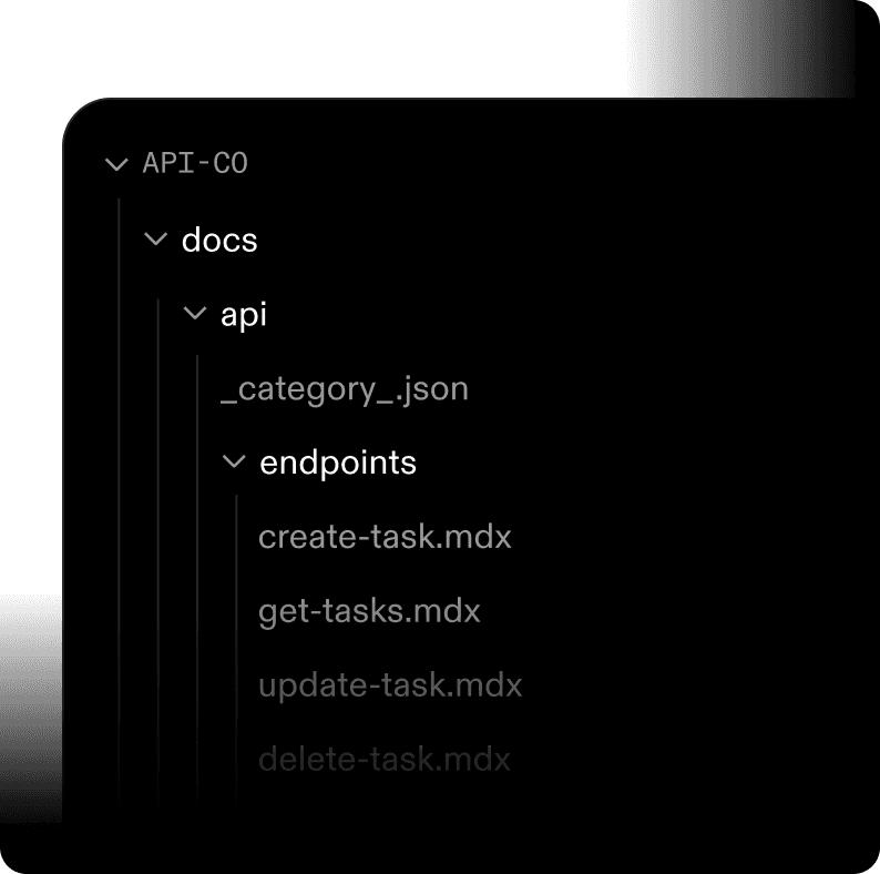 Code editor sidebar showing individual endpoint pages