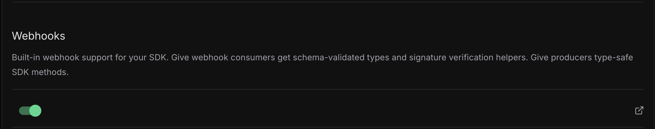 Webhooks add on in the Speakeasy dashboard.